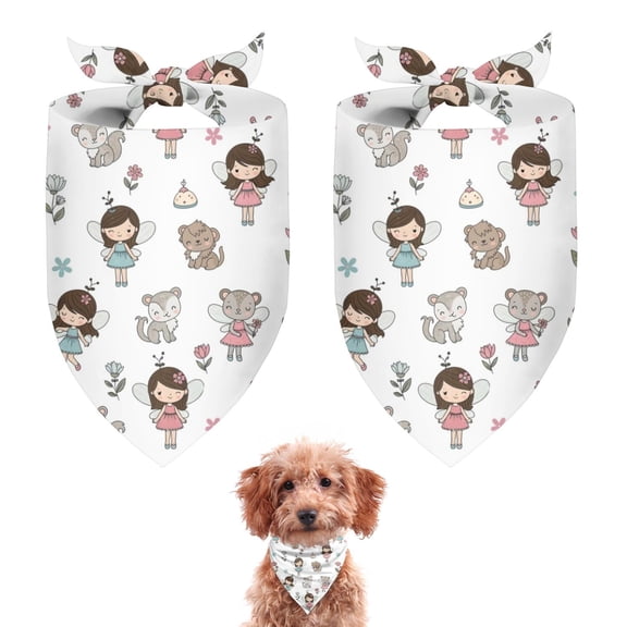 Dog Bandana 2 Pack,Fairy Princess Animal Pattern Bandanas for Dogs,Cat Bandana,Small/ Large Dog Bandana 2 Size,Dog Bandanas