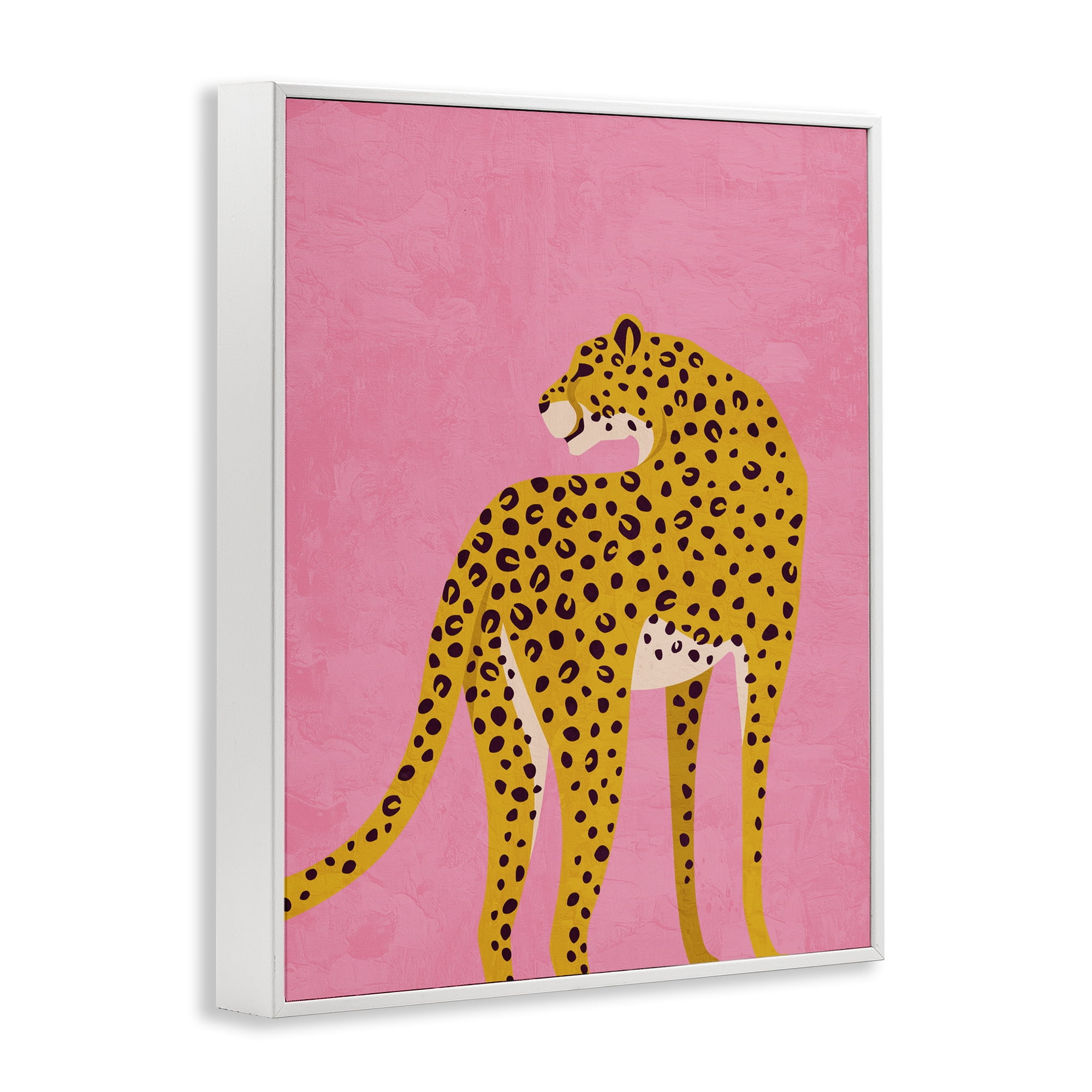 Stupell Industries Leopard on Pink Serenade White Framed Giclee Art, design by Kim Allen