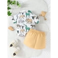 thumbnail image 5 of FEORJGP Toddler Boys Summer Outfits Infant Baby Short Sleeve Shirt Lapel Neck T-shirt Leopard Print Button Down Tops + Elastic Waist Shorts Set 2 Piece Casual Clothing, 5 of 9