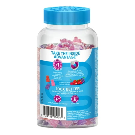 Digestive Advantage Daily Probiotics For Women And Men, Gut Health, Natural Superfruit Flavors, 90 Gummies