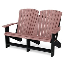 Wildridge Heritage Double Adirondack, Cherrywood and Black - All-Weather Recycled Plastic Furniture for Patio, Deck, Lawn
