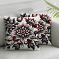 thumbnail image 2 of Abstract Flower&nbsp;Outdoor Decorative Throw Pillow Cover Burgundy Grey Two-Tone Blossom Floral Design Cushion Covers Set of 2 Geometry Modern Square Farmhouse Pillowcase for Home Couch18*18inch, 2 of 6