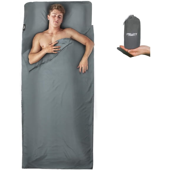 Sleeping Bag Liner, XL Travel Sheet & Camping for Backpacking, Hotel, Hostels Traveling, Comfy Easy Care, Full-Length Zipper/No Zipper, 4 Seasons Warm Cold Weather