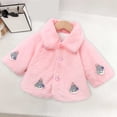thumbnail image 6 of Owordtank Toddler Girls Faux Fur Coat Cute Cartoon Embroidery Lapel Button Plush Warm Winter Outerwear, 6 of 6