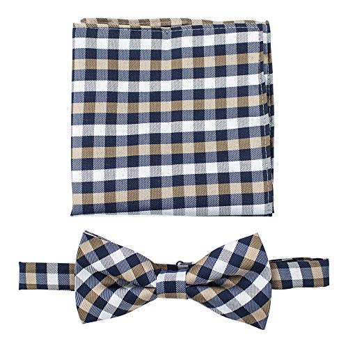 blue plaid pocket square grooms bow tie wedding bow tie Bow tie Pre-tied blue tie blue plaid bow tie