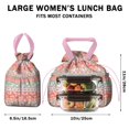 thumbnail image 5 of Boho Bohemia Pioneer Flower Drawstring Lunch Bag Women - Drawstring Lunch Bag Insulated for Work Office - Stain-Resistant Large Lunchbags for Women with Multi-Pockets, 5 of 6