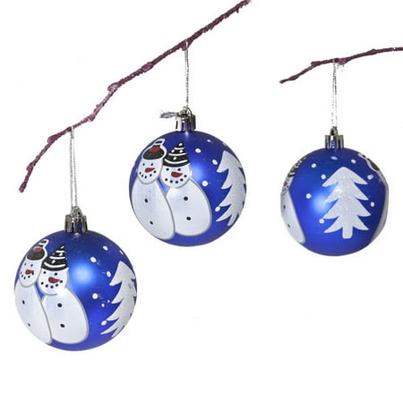 Christmas Snowman Set Perfect Holiday 2.75'' Shatterproof Handpainted Snowman Christmas Ball Ornament (Set of 3) ()