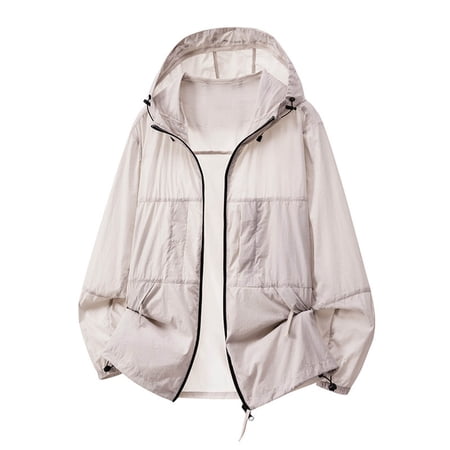 Hxshgdsn Unisex Hooded Lightweight Jacket Packable Casual Coat with Pockets for Summer Outdoor Travel Daily Wear(Pink/XL)
