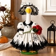 thumbnail image 6 of AZXY Halloween Porch Goose Outfit, 23 Inch Goose Clothes with Black Lace Bonnet & Red Rose, Goose Costume for Cement Plastic Lawn Goose Statue, Spooky Holiday Outdoor Yard Lawn Garden Decor, 6 of 7