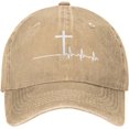 thumbnail image 2 of Christian Cross Heartbeat Adjustable Cowboy Hat Outdoor Travel Casual Hat Sandwich Hat Washed Denim Hat, 2 of 8