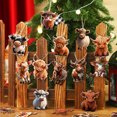 thumbnail image 5 of 12 Pack Wooden Highland Cow Ornaments, Rustic Cattle Cutouts, 3.1 inch, Hanging Farmhouse Slice Decoration, Cute Animal Yak Shapes for Christmas Tree, DIY Craft Holiday Tag, Khaki, Wood, 5 of 5
