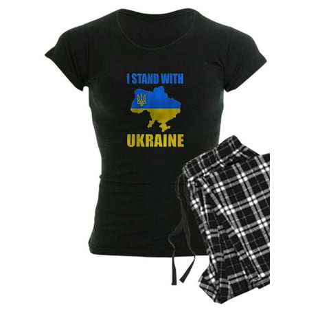

CafePress - I Stand With Ukraine Map And Ukrainian Fla Pajamas - Women s Dark Pajamas