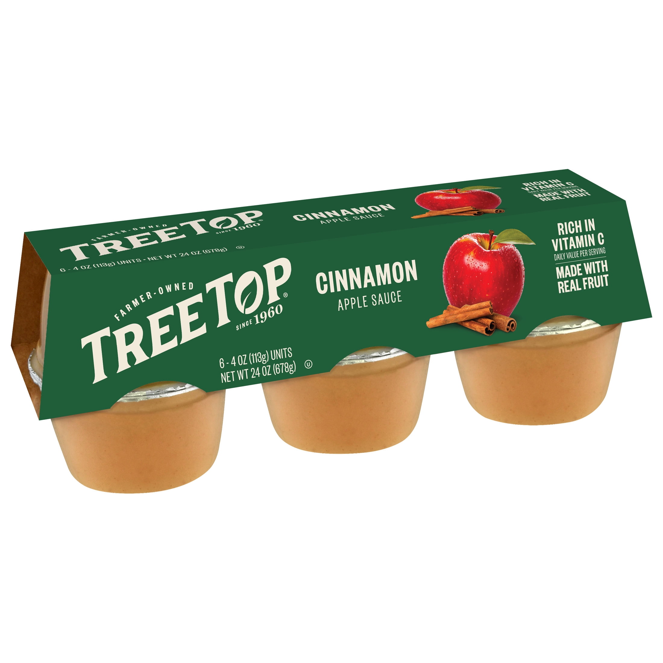 (12 pack) Tree Top Apple Sauce Cups, Cinnamon, 4 oz, 6 Count