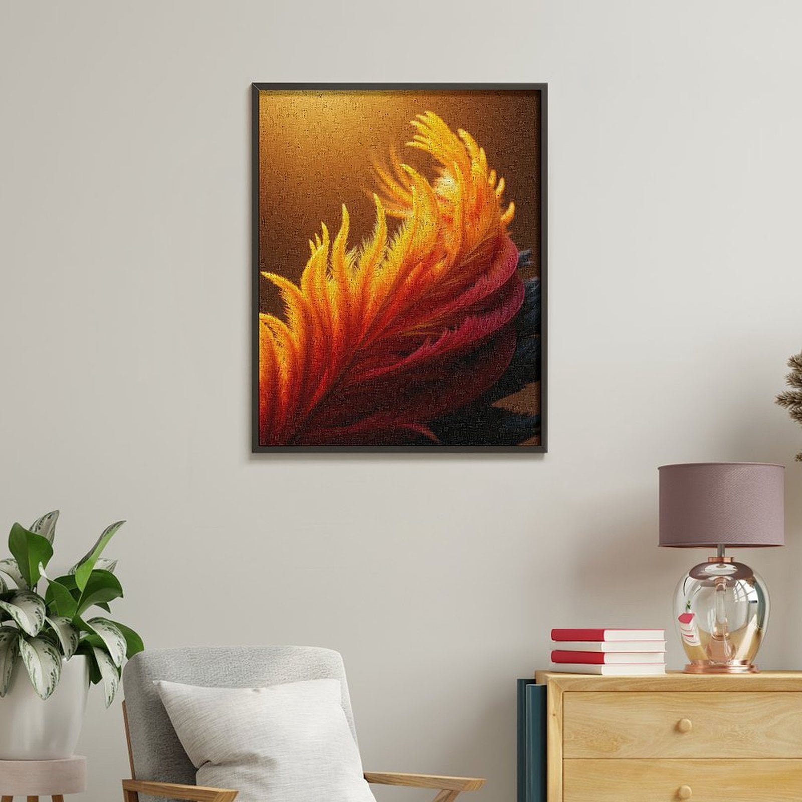 Paint By Numbers Kit for Adults Beginner - DIY Fiery Feather Abstract Art Canvas Painting Kits for Adults, Frameless Paint By Number for Adults for Home Wall Decor 16x20 Inch