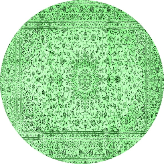 Ahgly Company Indoor Round Medallion Emerald Green Traditional Area Rugs, 5' Round