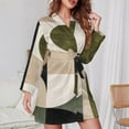 thumbnail image 3 of Sage Green Simple Shapes Night Robe Long Sleeve V Neck Robe With Belt Women's Sleepwear Dresses, 3 of 9