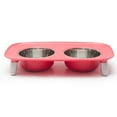 thumbnail image 2 of Messy Mutts Elevated Double Feeder with Stainless Bowls | Adjustable Height 3”, 5”, or 10” | Adjustable Standing Feeder for Dogs | 5 Cups per Bowl | Watermelon, 2 of 6