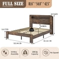 thumbnail image 2 of CARZZI LIFE Wooden Bed Frame Full Size with Storage Headboard, Farmhouse Platform Bedframe with Bookcase Shelf & Led Lights, Sturdy Wood Slat Framework Bed Frame (Rustic Brown), 2 of 7