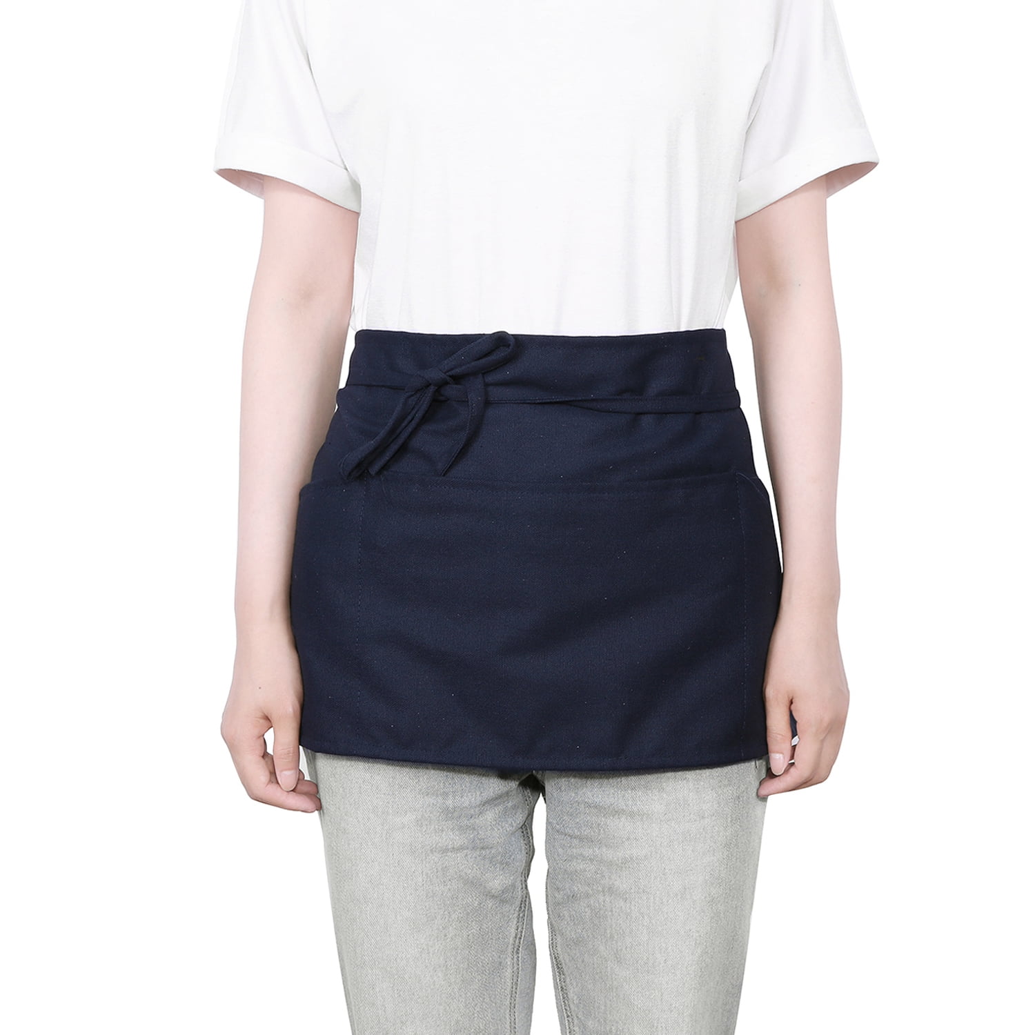Waist Apron with 3 PocketsWaitress Server Short Half Apron for Men