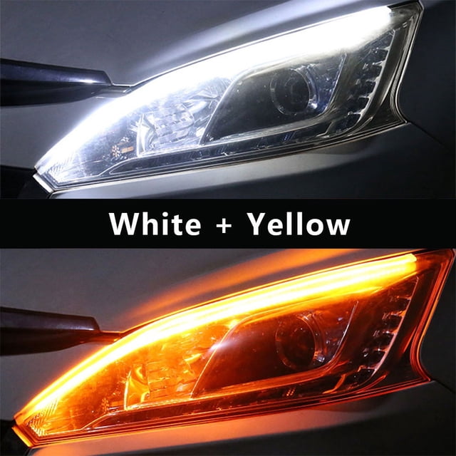 1/2x Coche Led DRL Diurna Tiras De Luz 70 Cm Impermeable Auto Faro Fluyendo Señal De Giro Luces Amarillas Lámpara Decorativa 12v