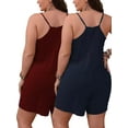 thumbnail image 3 of Cuteduck Women's Plus-size Casual Summer Halter Rompers Shorts Jumpsuit with Pockets,2-Pieces,1X-4X, 3 of 5