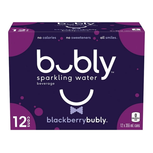 Bubly Blackberry Sparkling Water 355 mL cans, pack of 12