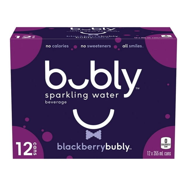 Bubly Blackberry Sparkling Water 355 mL cans, pack of 12