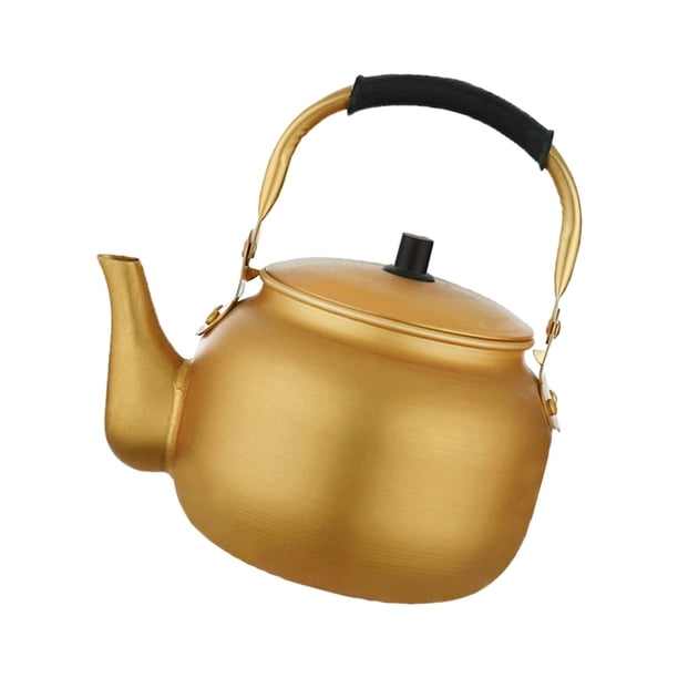 Hervidor de agua de aluminio, tetera, asa ergonómica, cafetera multifunción, color dorado. A-0.75L