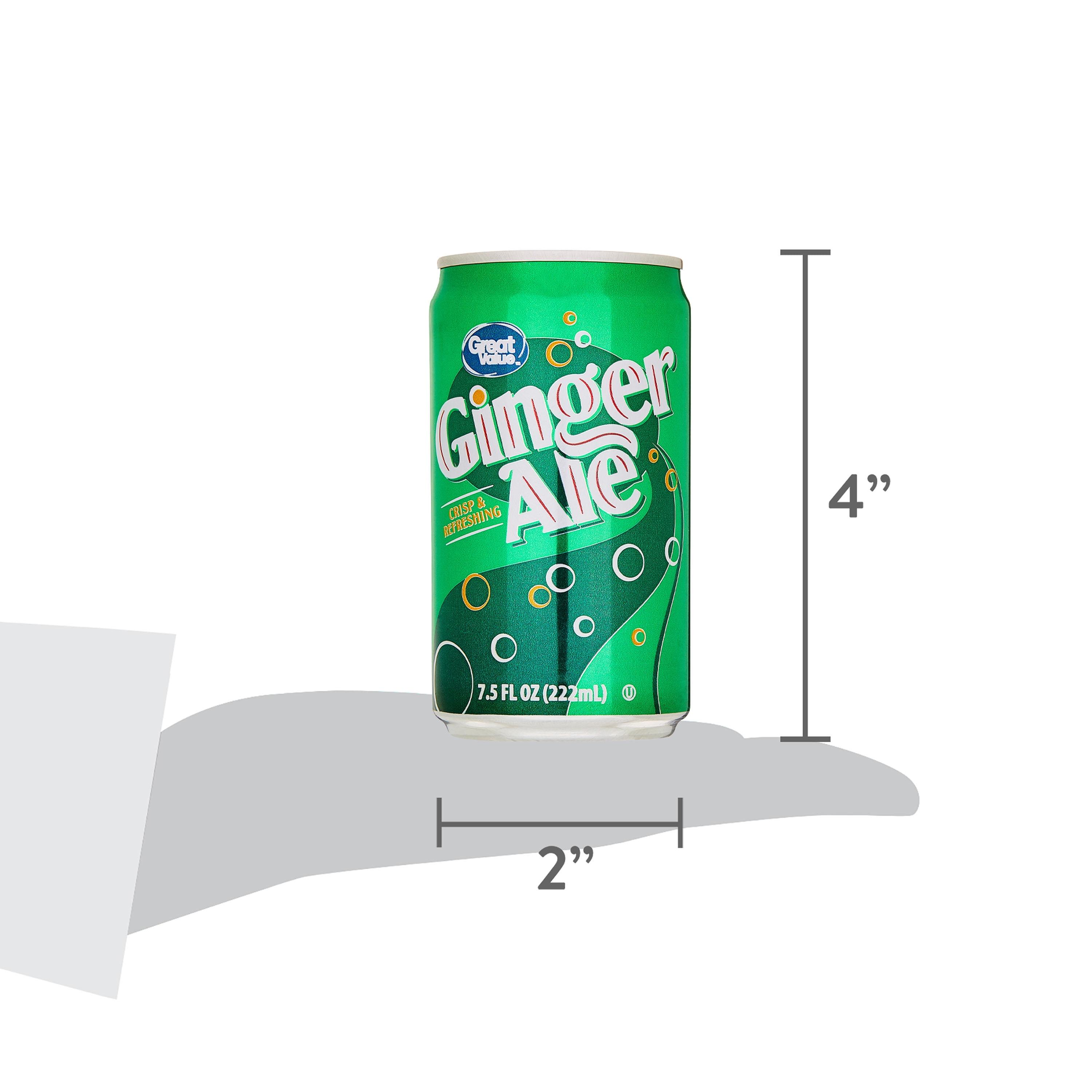 (4 pack) Great Value Ginger Ale, 7.5 fl oz, 6 Pack Cans