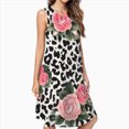thumbnail image 2 of Pink Roses Leopard Print Pattern Dress Loose Women'S Dress Beach Dresses With Pockets Dresses For Womens, 2 of 4
