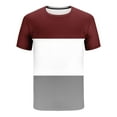 thumbnail image 7 of USNSM (M-5XL) Big and Tall Men's Round Neck Short Sleeve Patchwork Color Casual Athletic T-Shirt Top Shorts Set Red XXXL, 7 of 7