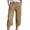Coffee, variant on Teen Girls Capri Pants Plus Casual Lightweight Elastic Waist Cropped Pants Summer Trousers with Pockets, Size M, Sky Blue