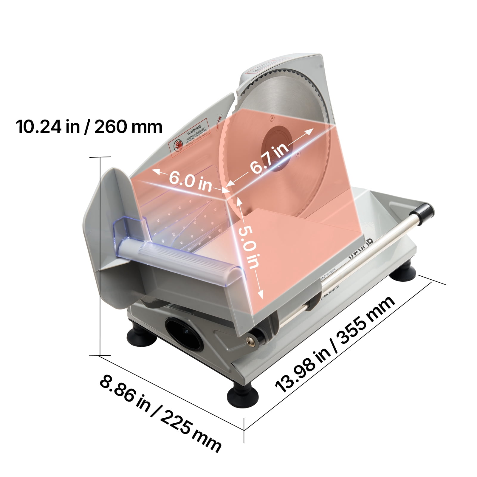 VEVOR Meat Slicer, 6.7 inch 150W Electric Deli Slicer Machine with two SUS420 Blades,  0-0.6 inch Adjustable Thickness, ETL Certified Home Food-Slicer for Meat, Ham, Baguett, Steak, ETL Approved