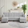 thumbnail image 7 of BALUS U-Shaped Sectional Sofa, Corduroy Couch with Modular Design, 6-Seater Cloud-Like Living Room Sofa & Removable Ottomans, Light Grey, 7 of 7