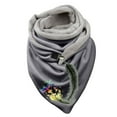 thumbnail image 1 of Women Feather Print Cotton Winter Warm Button Up Scarf, 1 of 3