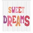 thumbnail image 3 of Sleep Shower Curtain, Hand Drawn Composition with Colorful Letters Dreams Typography Illustration, Fabric Bathroom Set with Hooks, 69W X 84L Inches Extra Long, Multicolor, by Ambesonne, 3 of 3
