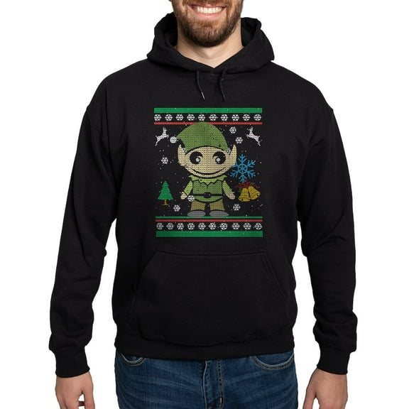 CafePress - Funny Elf Ugly Christmas Sweater T Shir Sweatshirt - Pullover Hoodie, Classic, Comfortable Hooded Sweatshirt