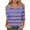 Purple, variant on Vivianyo HD Women's Stripe Print Cold Shoulder Top, Straight Cut V Neck Three Quarter Sleeve Blouse, Spring Fall Casual Top for Daily Shopping and Weekend Walks, Sizes S-2XL