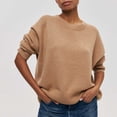 thumbnail image 3 of REORIAFEE Sweaters for Women Fall 2023 Knit Pullover Sweater Tops Jumper Long Sleeve Crewneck Solid Color Sweater Casual Pullover Fitted Pullover Beige S, 3 of 5