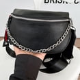 thumbnail image 1 of Bolso cruzado ancho para mujer, bolso de cadera de cuero con cremallera, riñonera de cadena sólida, riñonera Hugtrwg Para estrenar, 1 of 9