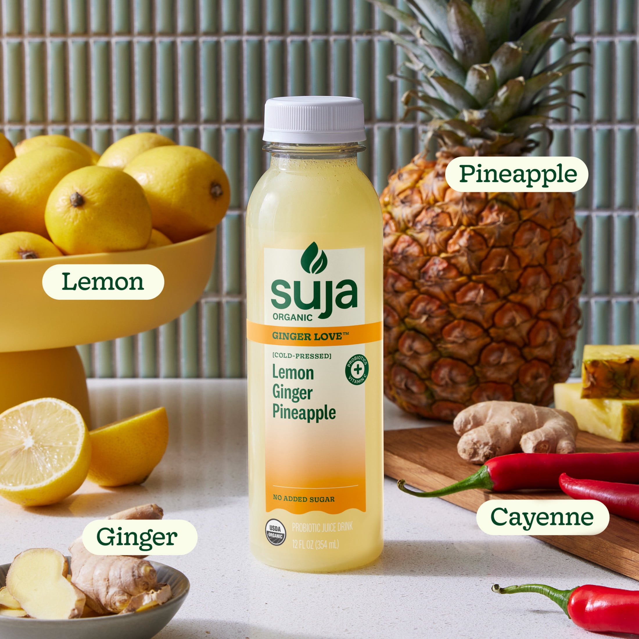 Suja Organic Ginger Love Cold Pressed Juice Drink, 13.5 fl oz Bottle