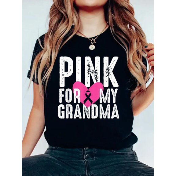Pink for My Grandma Breast Cancer Awareness Family T-Shirt