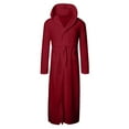 thumbnail image 3 of Caqnni Mens Plush Fleece Robe Cozy Warm Bathrobe Fuzzy Male Spa Long Robe With Pockets Bathrobe Sleepwear Loungewear (A030-Red,L), 3 of 4
