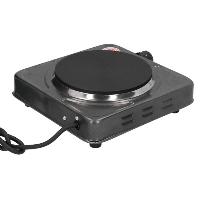 "Compact 1000W Stainless Steel Hot Plate - Portable Electric Burner for Coffee, Tea & Cooking with Adjustable Temperature (5 Heat Settings)"