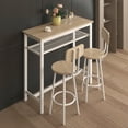 thumbnail image 2 of uhomepro 3-Piece Dining Room Bar Table Set for 2, Modern Bar Table and Chairs Set Industrial Counter Height Pub Table with 2 PU Leather Stools and Metal Frame, Beige, 2 of 10