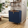 thumbnail image 6 of HLR 32"W Wine Bar Cabinet with 2 Door Fluted Texture, Modern Coffee Cabinet with Rack&Glass Holder, Blue, 6 of 9