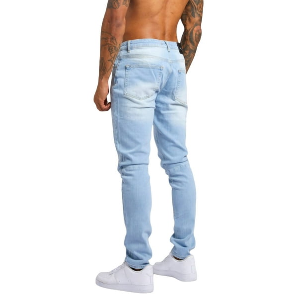 Kmbangi Men Spring Skinny Jeans Fashion Solid Color Low Waist Slim