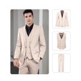 thumbnail image 4 of Men's Suit Slim Fit 3 Piece Suit Double Breasted Suit One Button Formal Wedding Prom Suits Beige XXS, 4 of 7