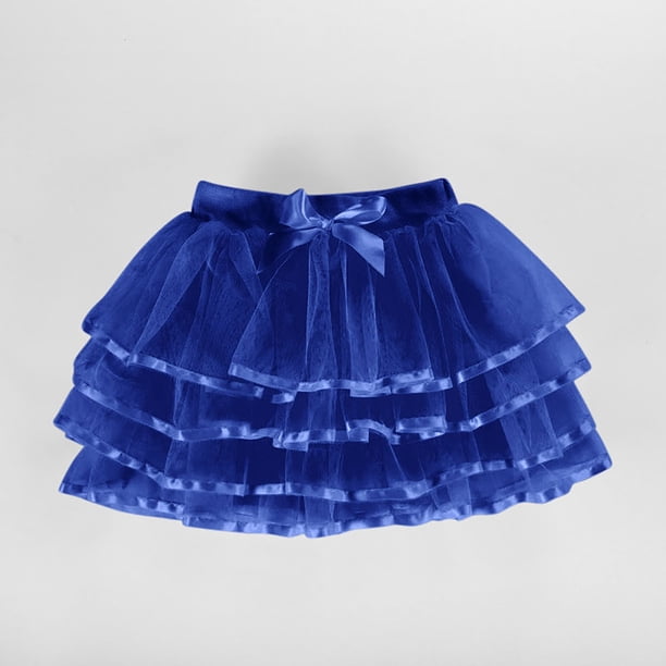 Falda de niña de color liso de malla con cintura elástica y lazo para deportes de ocio, falda de poliéster para niña