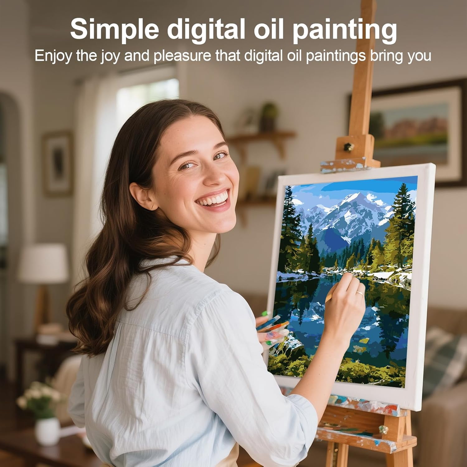 Qoosea 4 pack Paint by Number for Adults Canvas, DIY Landscape Paint by Number Kits for Adults Beginner, Home Wall Decor, Gifts (12x9 inch)